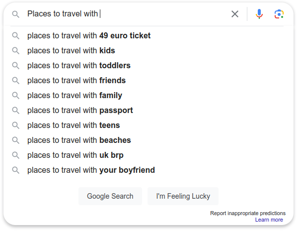 Google search results: Kids, toddlers, family & teens … there seem to be a pattern ;-)